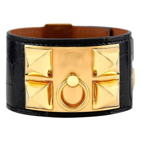 hermes black leather cuff|real hermes bracelet.